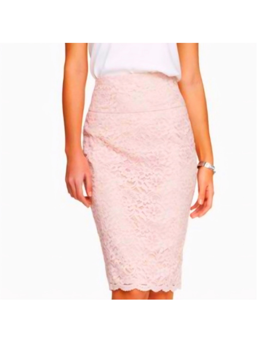 Express Lace Pencil Skirt, blush pink, size Small